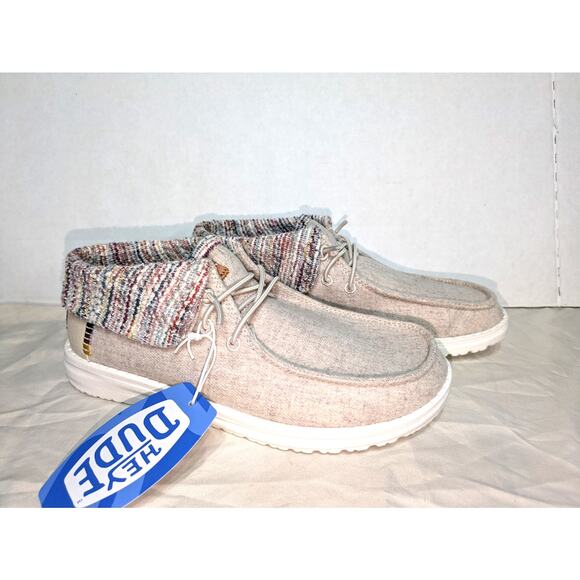 Hey Dude Women’s Wendy Fold Baja Slip-on Boot Size 7 Cream Brown Multicolor - Picture 1 of 12